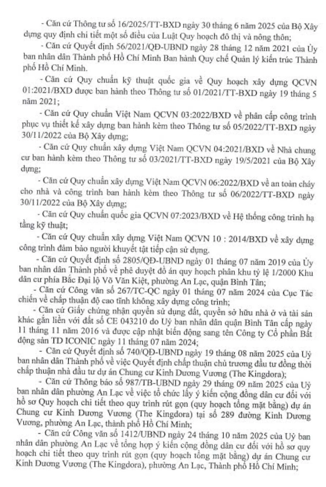 Sơ đồ diện tích và chỉ tiêu quy hoạch tổng mặt bằng dự án The Westique tại Kinh Dương Vương