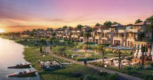 Biệt thự Canal Villa ven kênh tại The Pearl Waterpoint lúc hoàng hôn