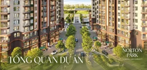 Phối cảnh trục đường nội khu và các tòa tháp dự án Norton Park